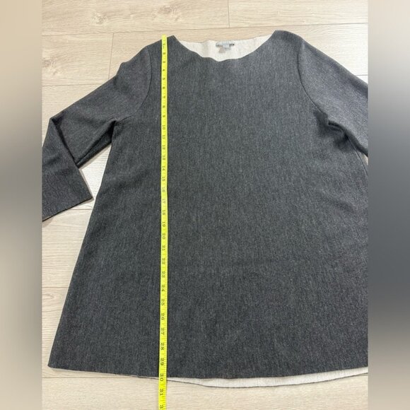 COS Wool Fit & Flare Gray Tunic 3/4 Sleeve Sweater - Picture 7 of 7